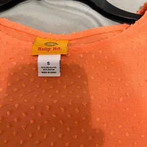 Ruby Rd. Vibrant Orange Dotted Blouse